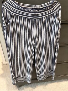Democracy Navy and White Striped Pull-On Pants